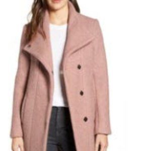 KENNETH COLE New York Wool Blend Bouclé Coat SIZE MEDIUM, BLUSH
